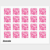 Roze en witte vormgeving vierkante sticker (Vel)
