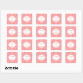 Roze en witte vormgeving vierkante sticker (Vel)