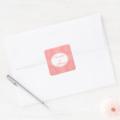 Roze en witte vormgeving vierkante sticker (Envelop)