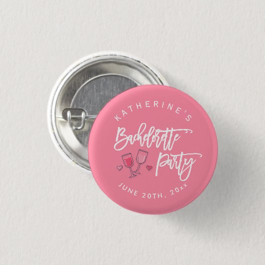 Roze en witte vrijgezellenfeest Buttonnen Ronde Button 3,2 Cm (Voorkant /achterkant)