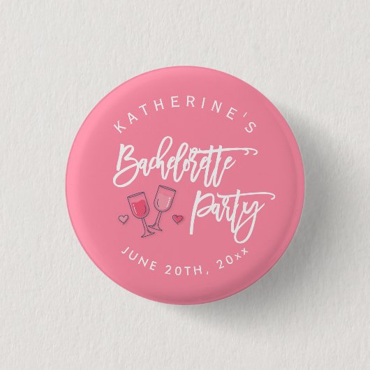 Roze en witte vrijgezellenfeest Buttonnen Ronde Button 3,2 Cm (Voorkant)