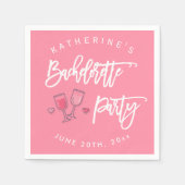 Roze en witte vrijgezellenfeest cocktail servet (Voorkant)