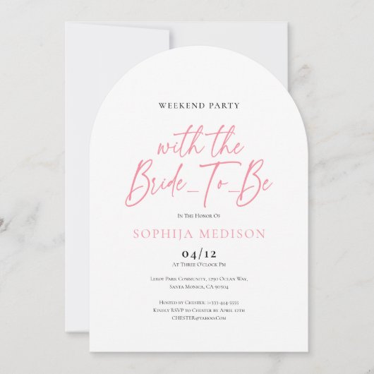 Roze en witte vrijgezellenfeest kaart (Voorkant)