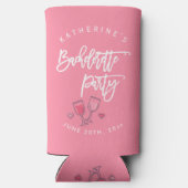 Roze en witte vrijgezellenfeest seltzer blikjeskoeler (Achterkant)