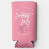 Roze en witte vrijgezellenfeest seltzer blikjeskoeler (Voorkant)