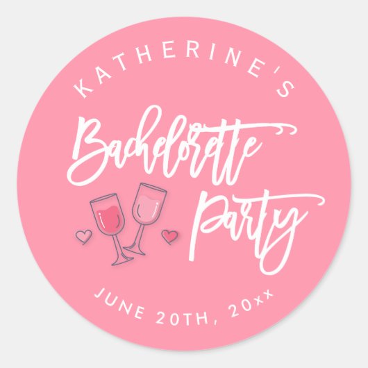 Roze en witte vrijgezellenfeest Stickers (Voorkant)