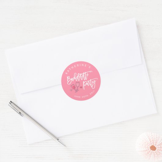 Roze en witte vrijgezellenfeest Stickers (Envelop)