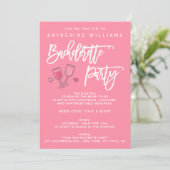 Roze en witte vrijgezellenfeest uitnodigingen (Staand voorkant)