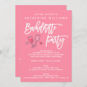 Roze en witte vrijgezellenfeest uitnodigingen (Voorkant / Achterkant)