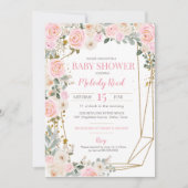 Roze en witte Waterverf Bloemen Baby shower Kaart (Voorkant)