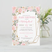 Roze en witte Waterverf Bloemen Baby shower Kaart (Staand voorkant)