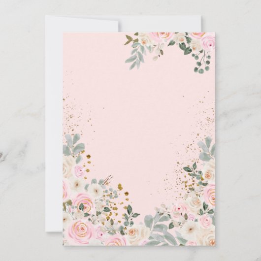 Roze en witte Waterverf Bloemen Baby shower Kaart (Achterkant)