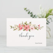 Roze en witte Waterverf Bloemen Notecard Bedankkaart (Staand voorkant)
