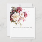 Roze en witte waterverf bloemen save the date (Achterkant)