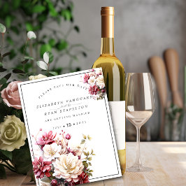 Roze en witte waterverf bloemen save the date