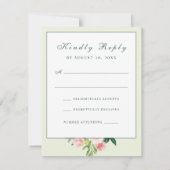 Roze en Witte Waterverf Bloemenbruiloft RSVP Kaartje (Achterkant)