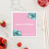 Roze en witte Waterverf Bloemknuppel Mitswa Servet (Insitu)