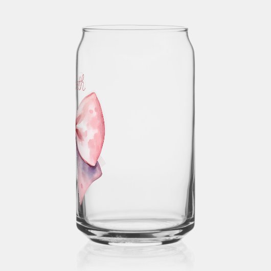 Roze en Witte Waterverf Bow Gepersonaliseerd Blikvorm Glas (Links)