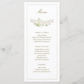 Roze en witte Waterverf Floral Flat Menu (Voorkant)
