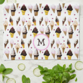  Roze en Witte Waterverf IJskieken Theedoek (Gevouwen)