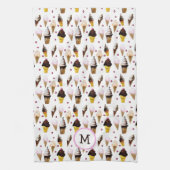  Roze en Witte Waterverf IJskieken Theedoek (Verticaal)