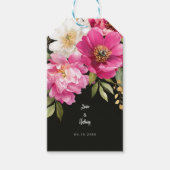 Roze en witte Waterverf pioenroos bloemenbruiloft Cadeaulabel (Voorkant)