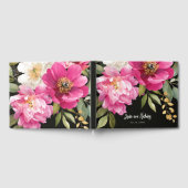 Roze en witte Waterverf pioenroos bloemenbruiloft Gastenboek (Volledig)