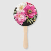 Roze en witte Waterverf pioenroos bloemenbruiloft Handwaaier (Achterkant)