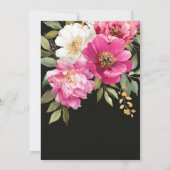 Roze en witte Waterverf pioenroos bloemenbruiloft Kaart (Achterkant)