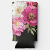 Roze en witte Waterverf pioenroos bloemenbruiloft Seltzer Blikjeskoeler (Achterkant)