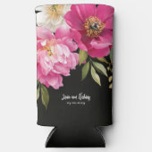 Roze en witte Waterverf pioenroos bloemenbruiloft Seltzer Blikjeskoeler (Voorkant)