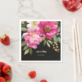 Roze en witte Waterverf pioenroos bloemenbruiloft Servet (Insitu)