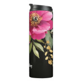 Roze en witte Waterverf pioenroos bloemenbruiloft Thermosbeker (Geroteerd rechts)