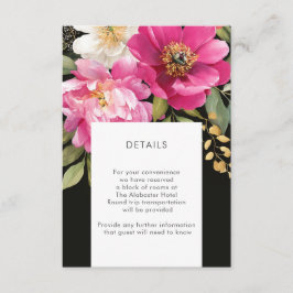 Roze en witte Waterverf pioenroos Floral Details Informatiekaartje