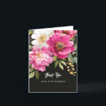 Roze en witte Waterverf pioenroos trouwkaarten Bedankkaart<br><div class="desc">Roze en Witte Waterverf Peony Floral Wedding Design</div>