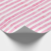 Roze en witte Waterverf Stripe Cadeaupapier (Hoek)