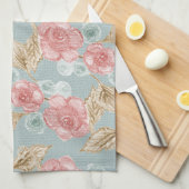 Roze en witte Waterverf Theedoek (Quarter Fold)