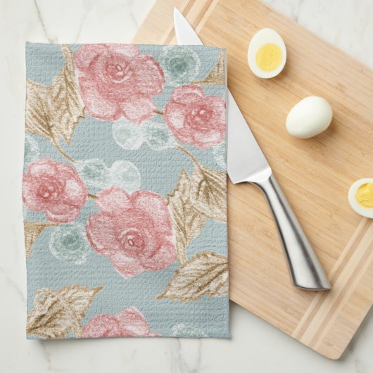 Roze en witte Waterverf Theedoek (Quarter Fold)