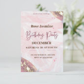 Roze en witte waterverf verjaardagsfeestje kaart (Staand voorkant)