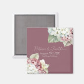 Roze en witte waterverfhydrangeabloemen op blozend magneet (Voorkant / Achterkant)
