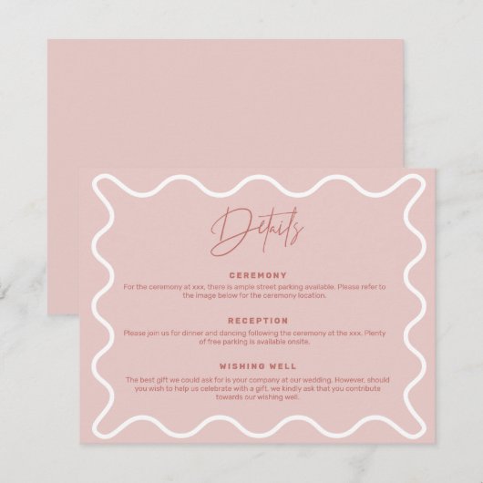 Roze en Witte Wavy Border - Kaart van de Omsluitin (Voorkant / Achterkant)