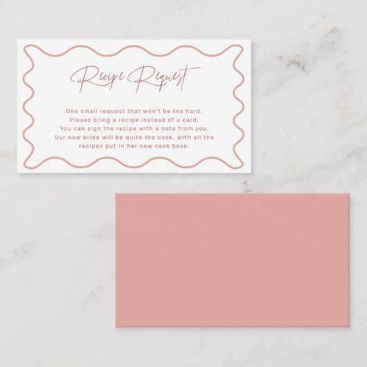 Roze en Witte Wavy Border Recipe Request Kaart Visitekaartje (Voorkant / Achterkant)
