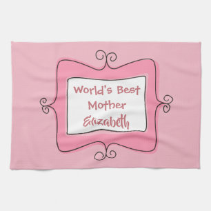  roze en witte werelden Beste moeder Theedoek