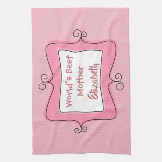  roze en witte werelden Beste moeder Theedoek (Verticaal)