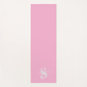 Roze en witte wervelende Initiaal monogram Yogamat (Voorkant)