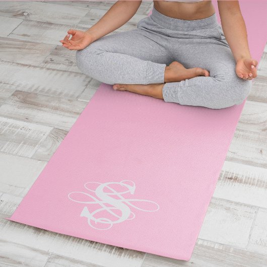 Roze en witte wervelende Initiaal monogram Yogamat