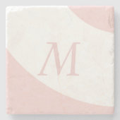 Roze en witte wervelontwerp Monogram Letter Stenen Onderzetter (Voorkant)