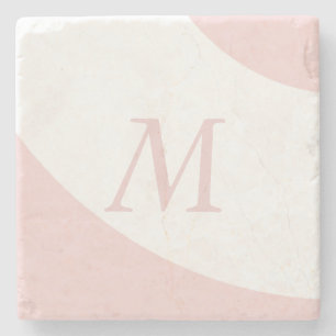 Roze en witte wervelontwerp Monogram Letter Stenen Onderzetter