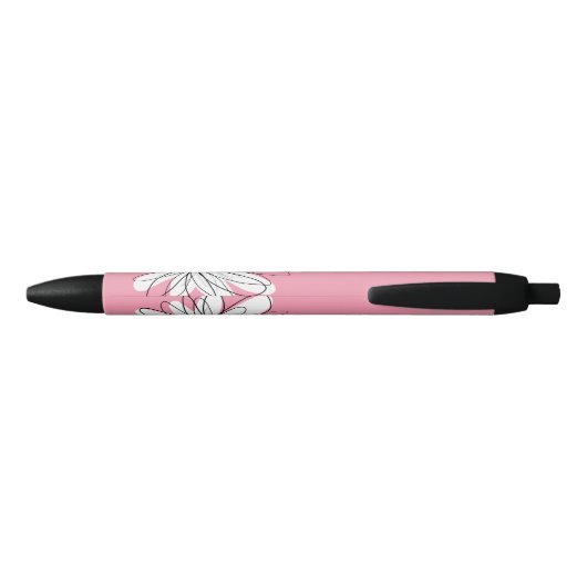 Roze en Witte Whimsical Daisy met aangepaste tekst Zwarte Inkt Pen (Achterkant)