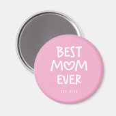 Roze en Witte Whimsical Hart Beste Moeder Ooit Est Magneet (Voorkant / Achterkant)